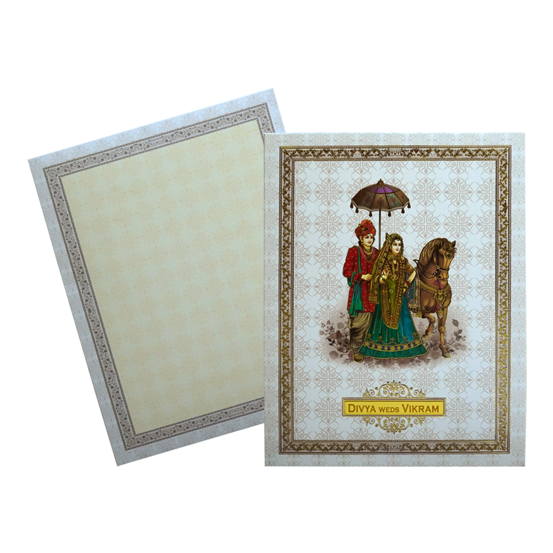 Ivory White Wedding Invitation-KNKN6310