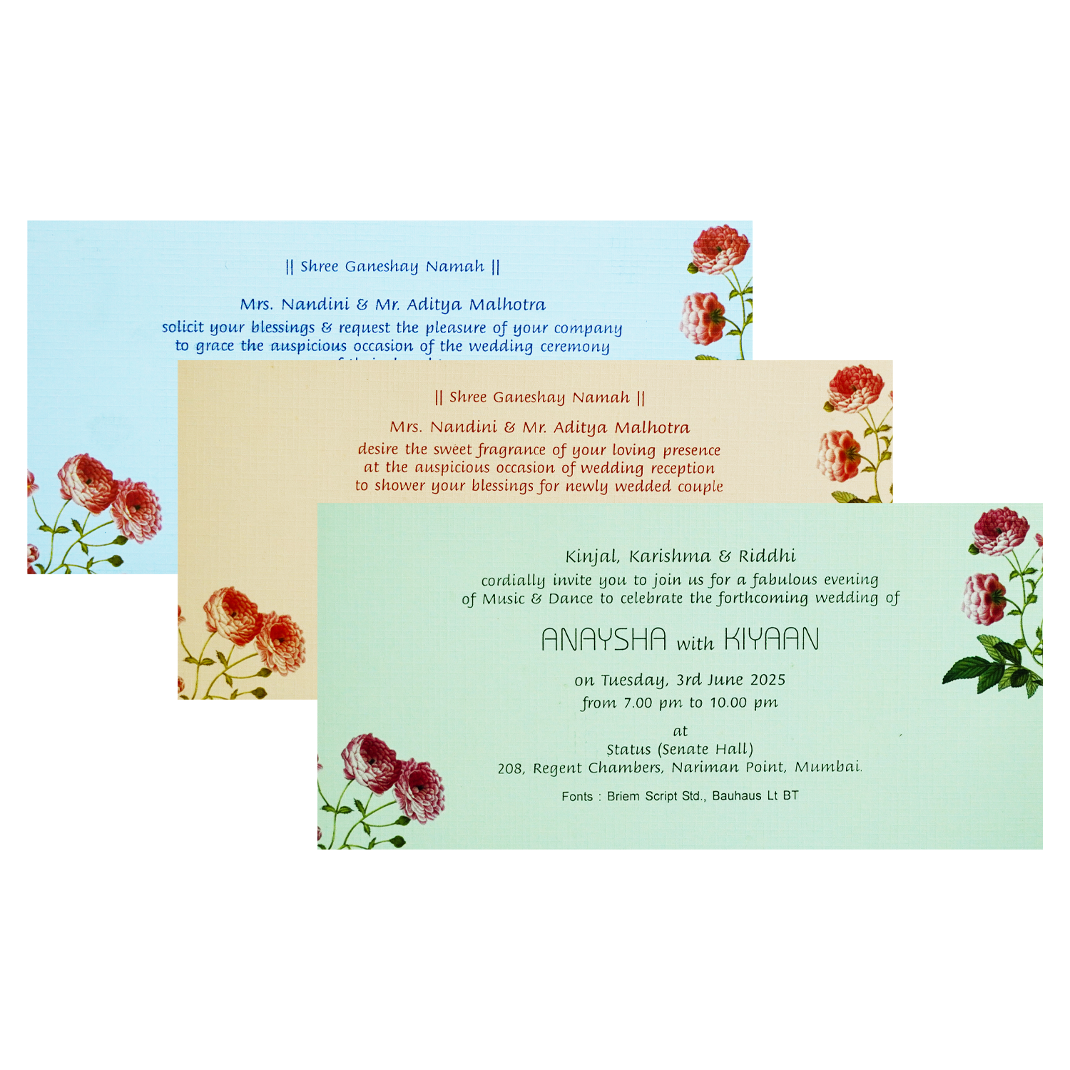 Navy Blue Floral Wedding Box-KRC30010
