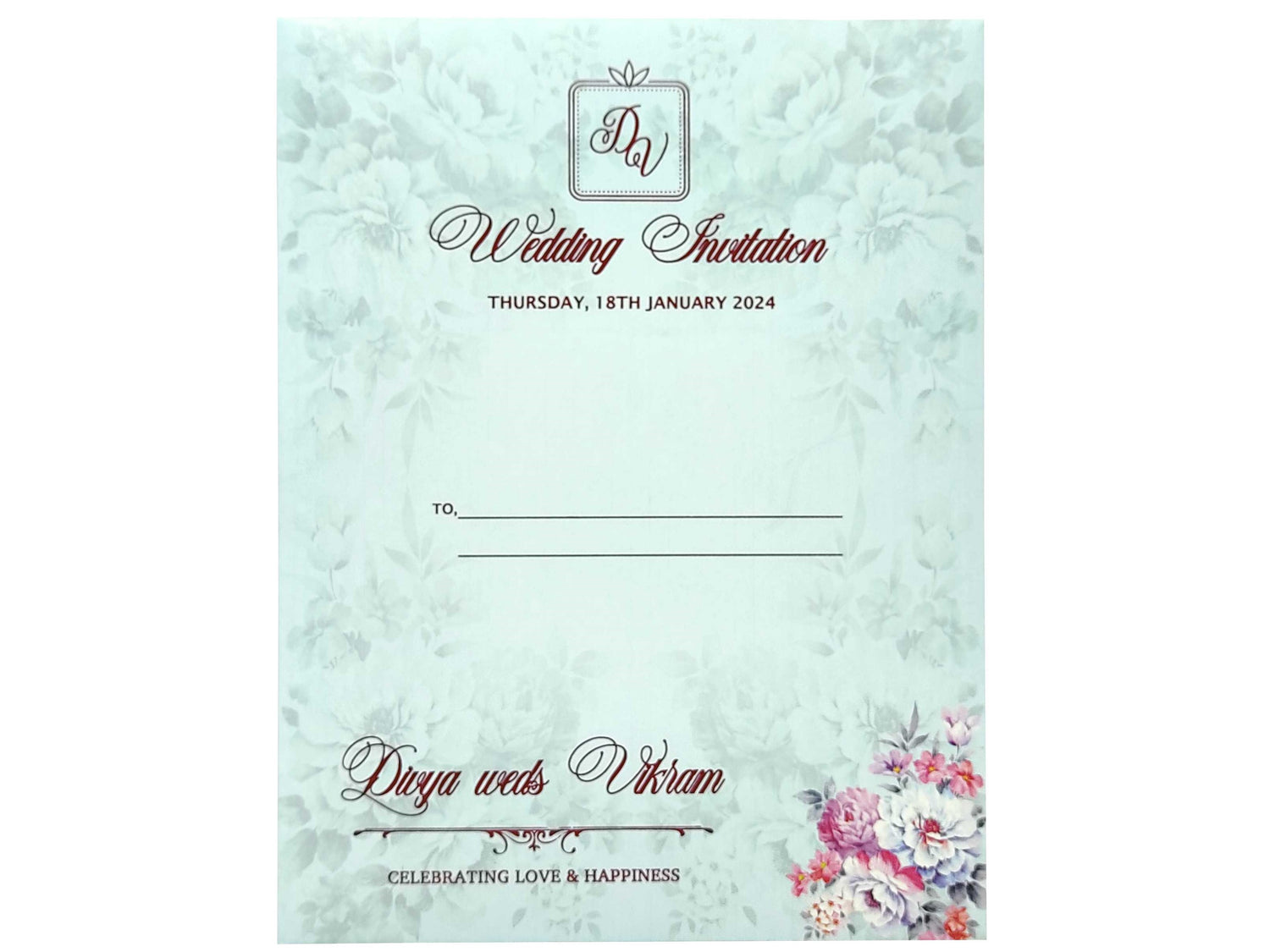 Blue Floral Door Type Invitation Card-KNK9701LB