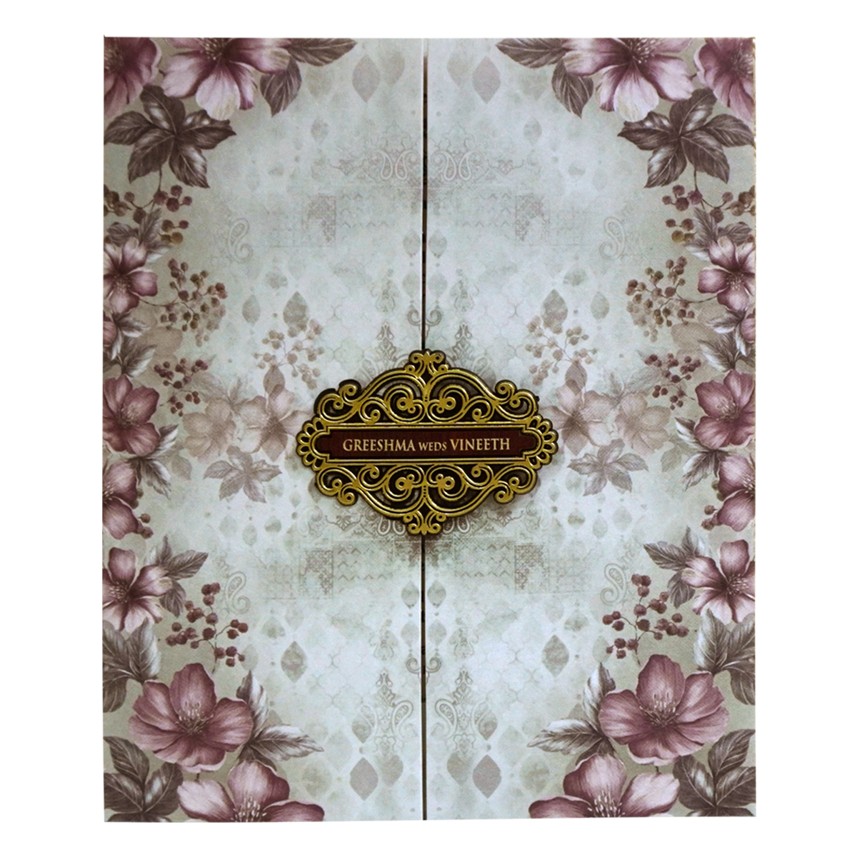 Ash Grey Floral Design Invitation-KVN06940