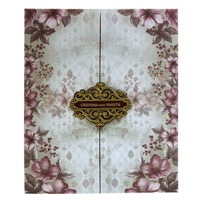 Ash Grey Floral Design Invitation-KVN06940