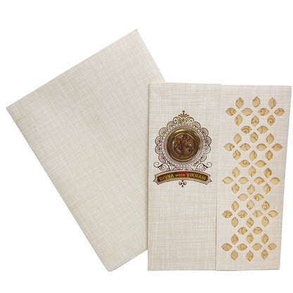 Sandal Metallic Die Cut With Gold Wolly And Ganesha-KNK7038S