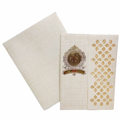 Sandal Metallic Die Cut With Gold Wolly And Ganesha-KNK7038S-King of Cards