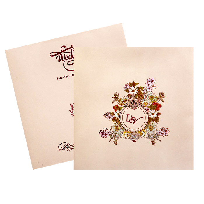 Pink Offset Simple Floral Invitation Card-KNBY5403-King of Cards