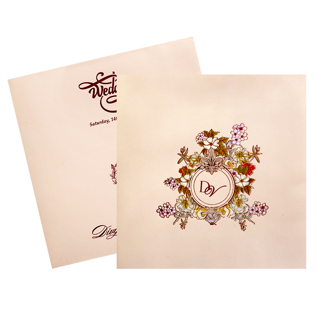 Pink Offset Simple Floral Invitation Card-KNBY5403