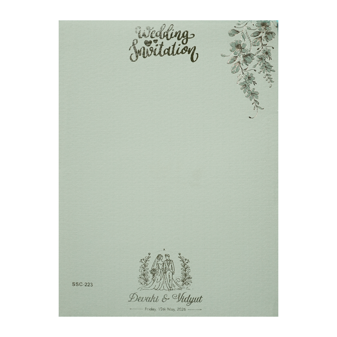 Green Gold Mandap Padded Wedding Card-KSSC2230