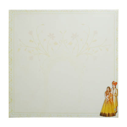 Lime Yellow Textured Bride &amp; Groom Wedding Card-KNKD8111