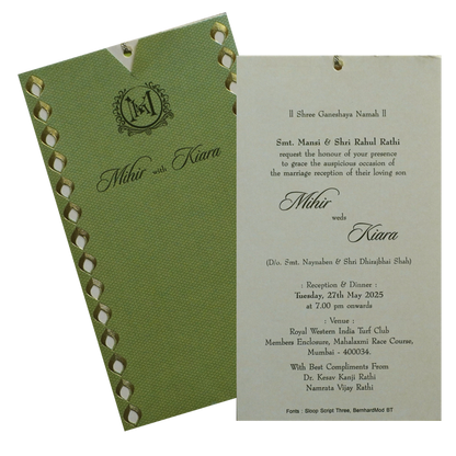 Beige Olive Green Single Invitation-King of Cards