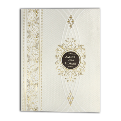 White Floral Padded Wedding Card-KSH73600