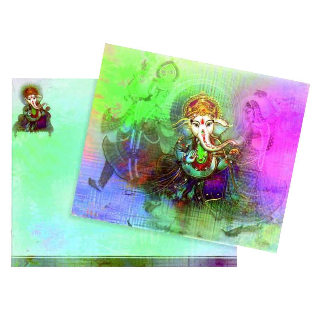 Invitation Card - Sparkling Multicolor Ganesha Wedding Card -  KNKZ0421