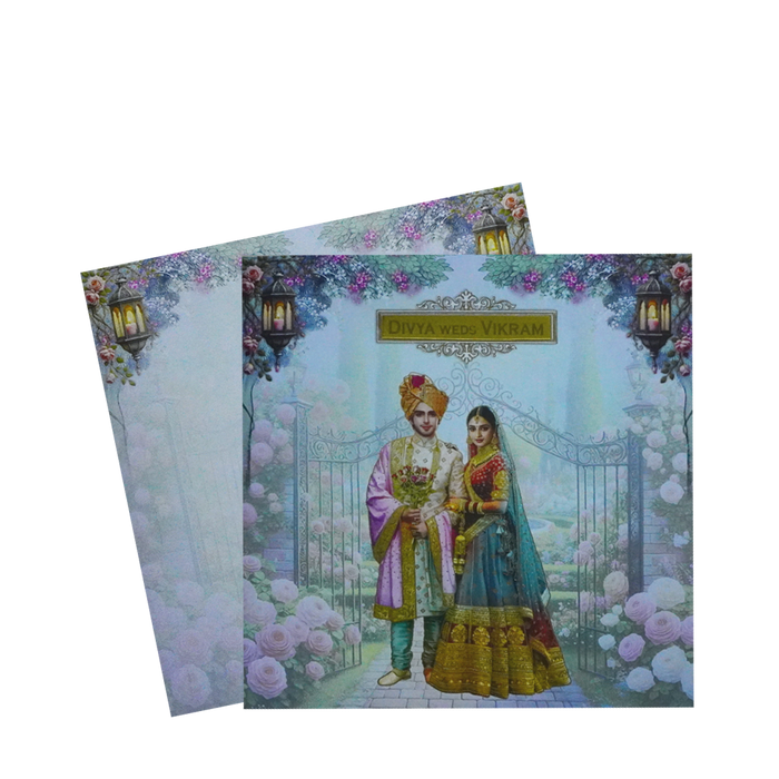 Jade Green Bride and Groom Wedding Card-King of Cards
