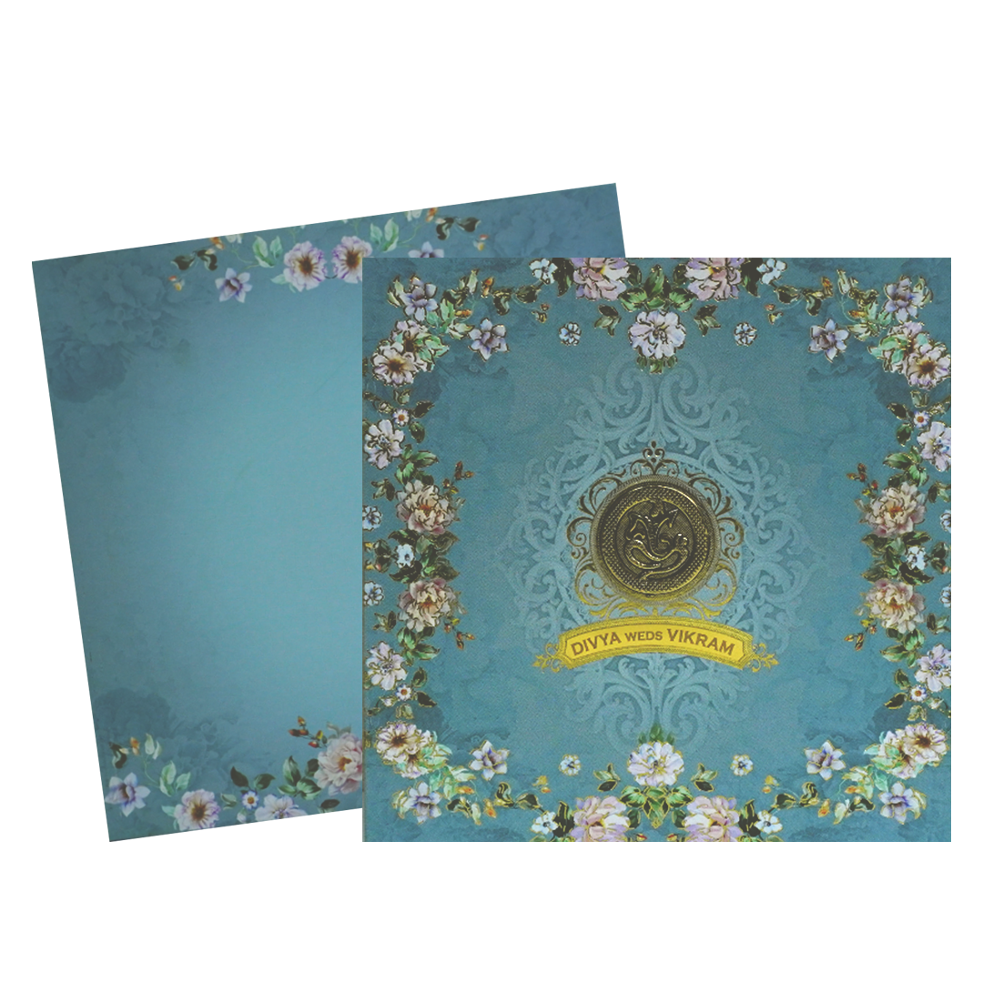 Greyish Blue Wedding Invitation-KNKD8106