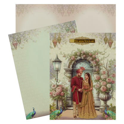 Royal Rose Arch Couple Wedding Card-KNKJ1157