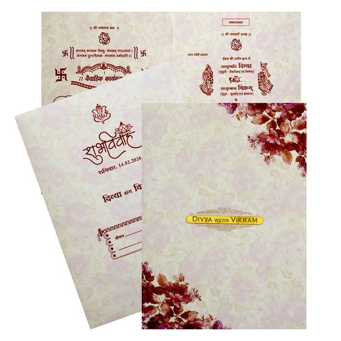 Violet Classic Designer Offset Pastel Print Wedding Invitation-KNKC4043-King of Cards