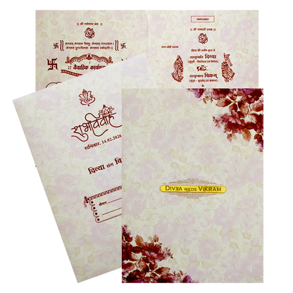 Violet Classic Designer Offset Pastel Print Wedding Invitation-KNKC4043-King of Cards