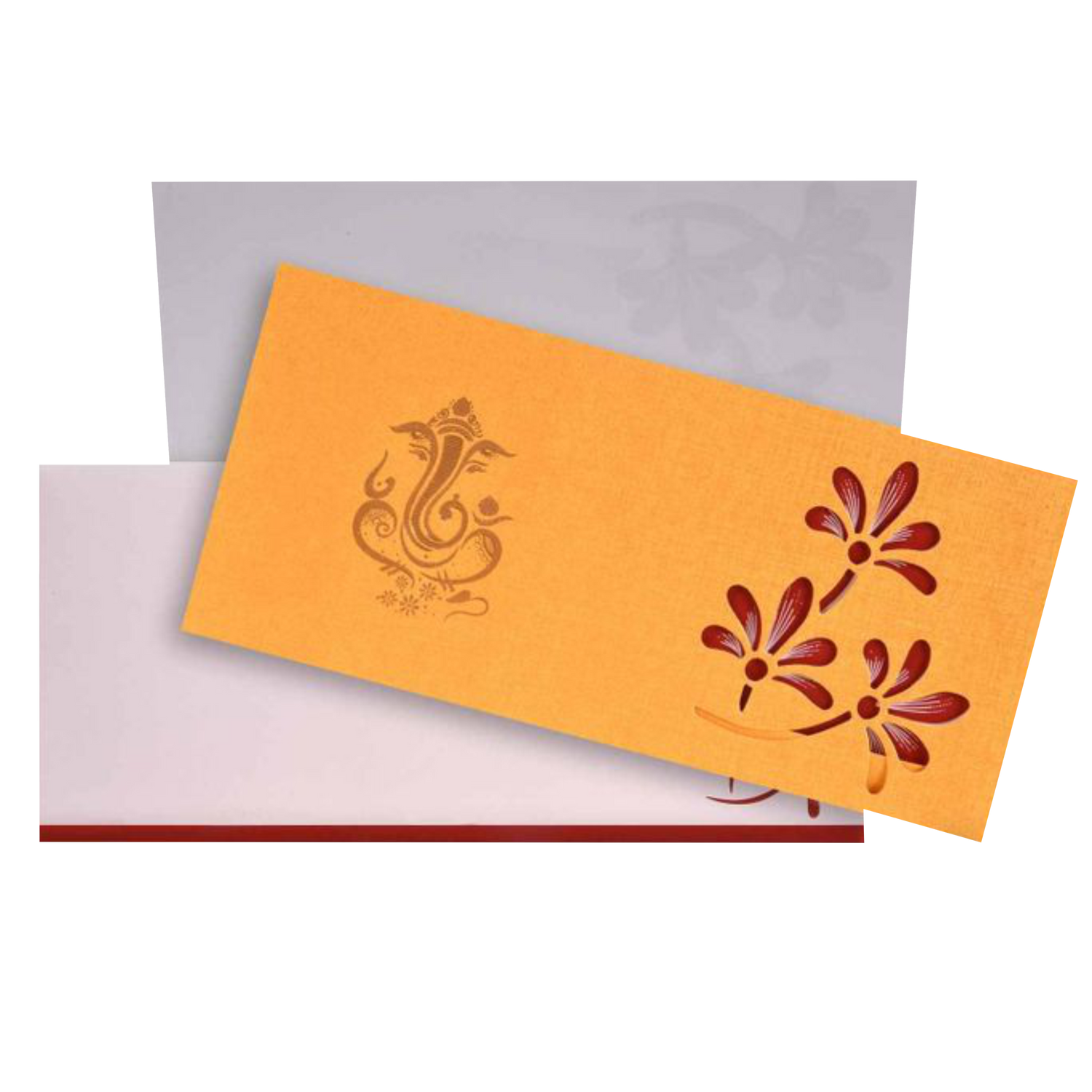 Awesome Blossom Theme With Ganesha Wedding Card-KNSPM314