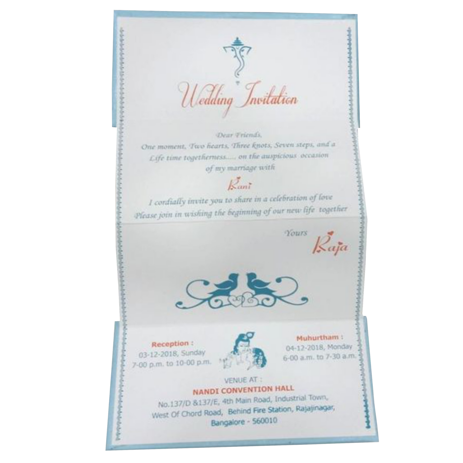 Gorgeous Ganesha With Blue Shading Padded Personal Card - KNPSU004