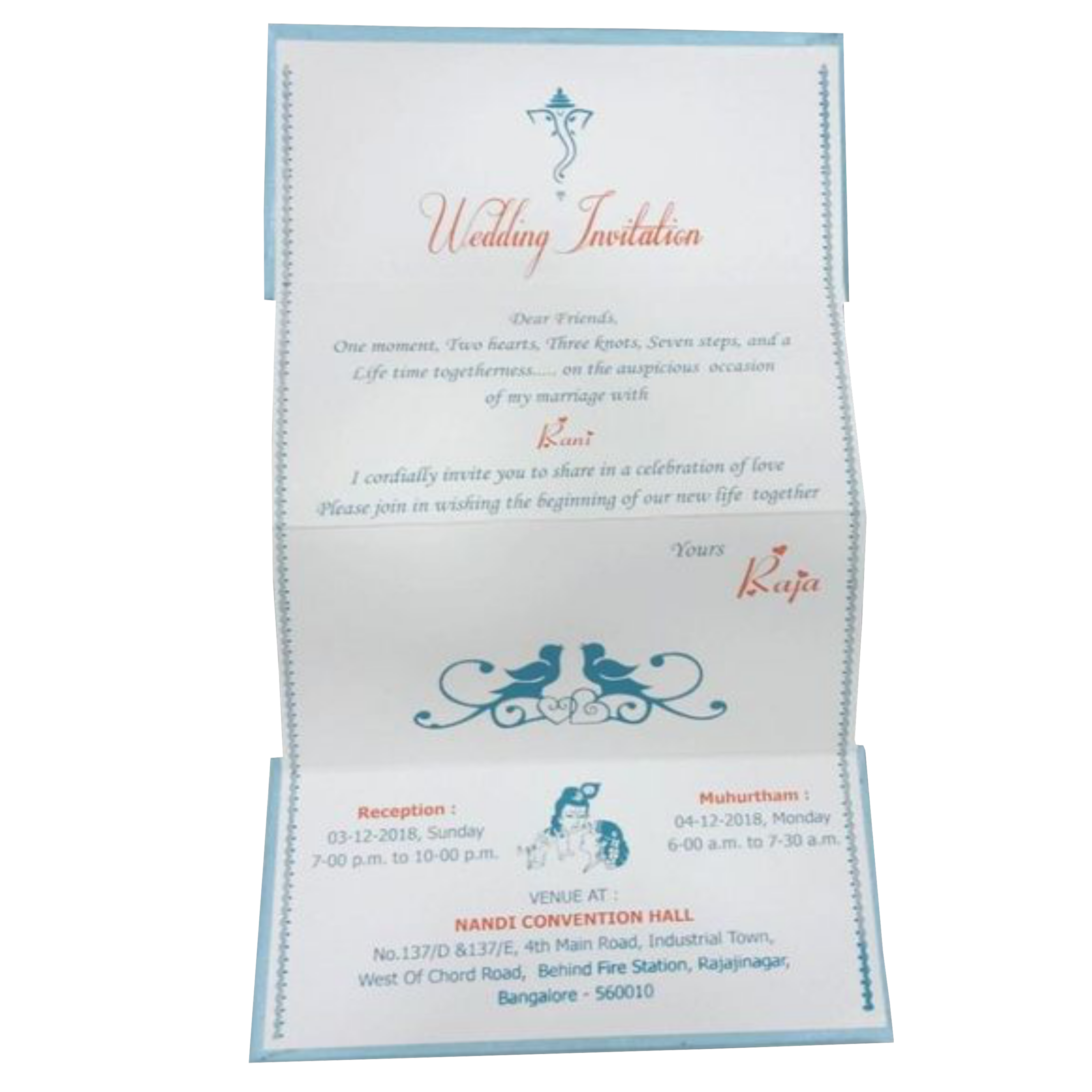 Gorgeous Ganesha With Blue Shading Padded Personal Card - KNPSU004