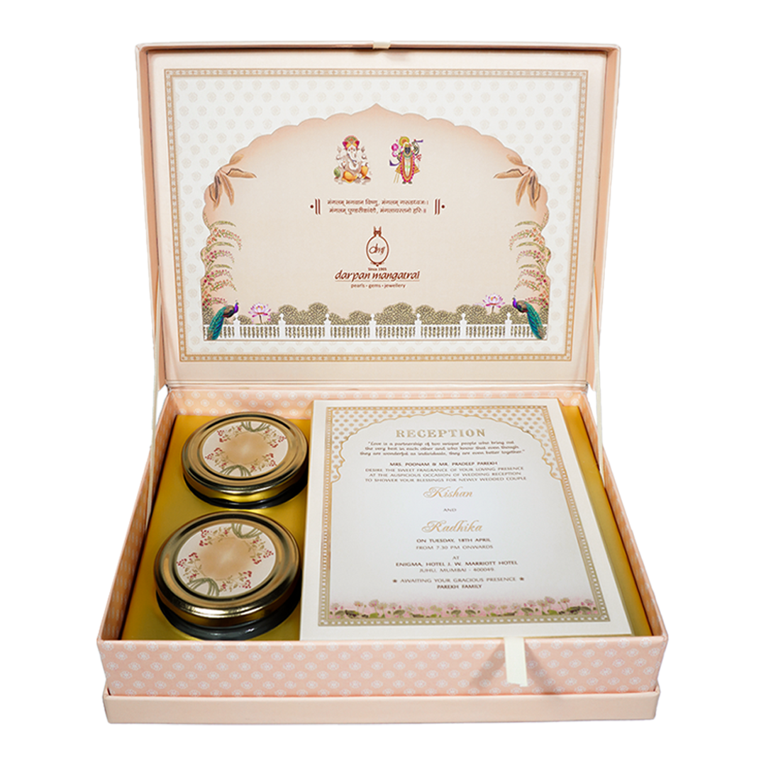 Pink Radha Krishna Wedding Invitation Box-KMMEX8340