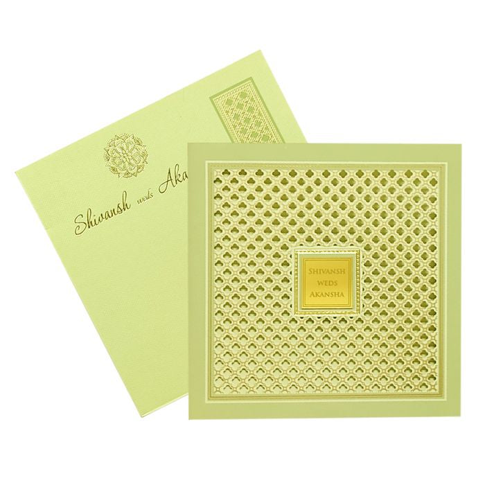 Green Laser Cut Padded invitation Card-King of Cards