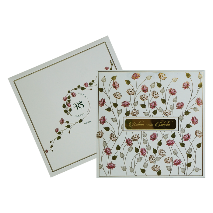 White Lotus Printed Padded Marriage Card-King of Cards