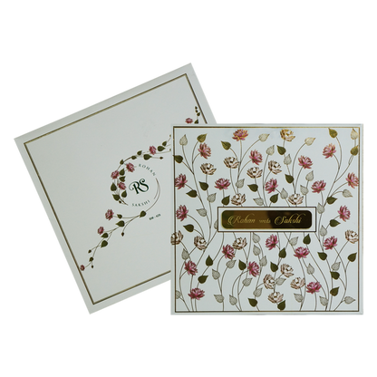 White Lotus Printed Padded Marriage Card-King of Cards