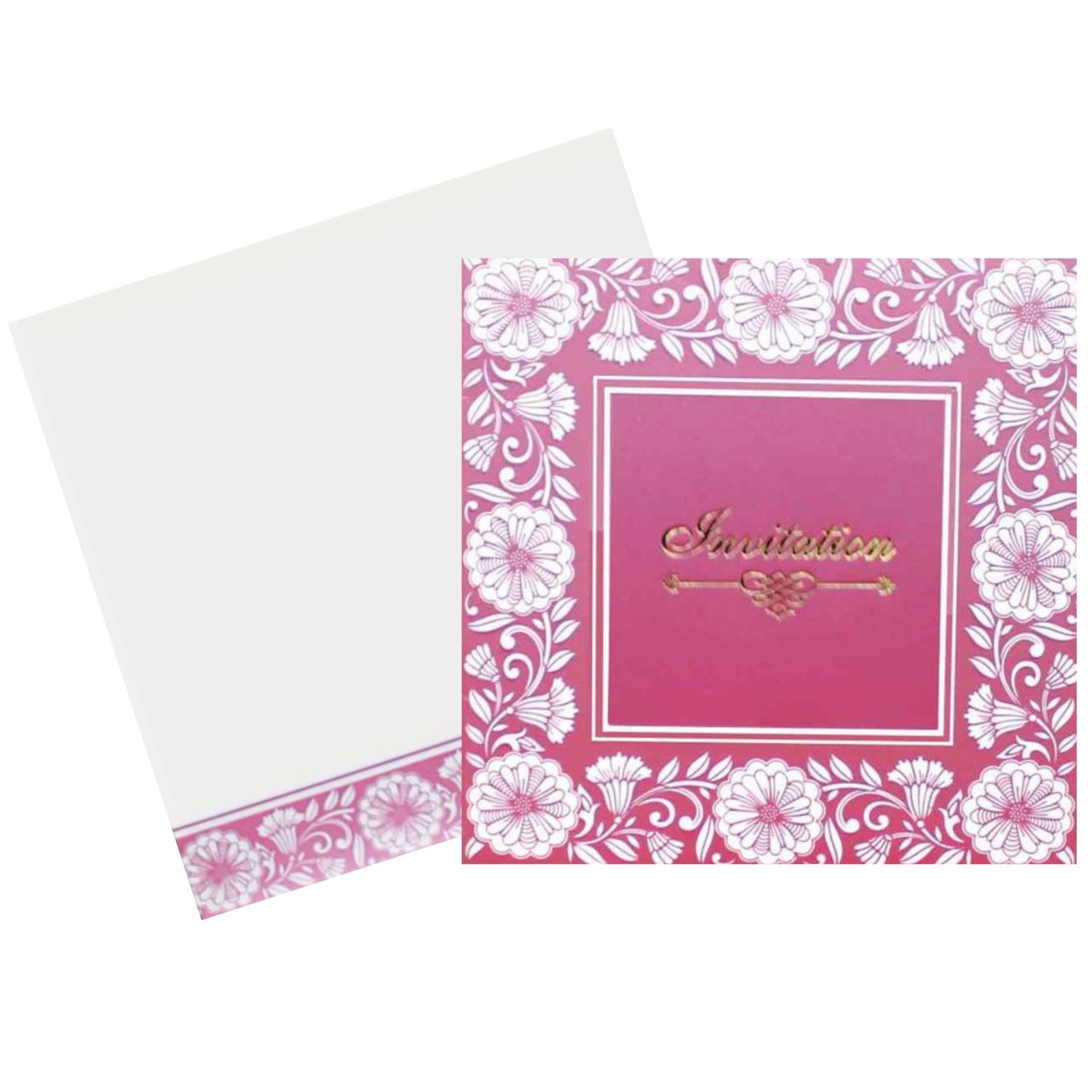 Sparkling Pink Shading With Bloom Theme Wedding Card - KNK43323
