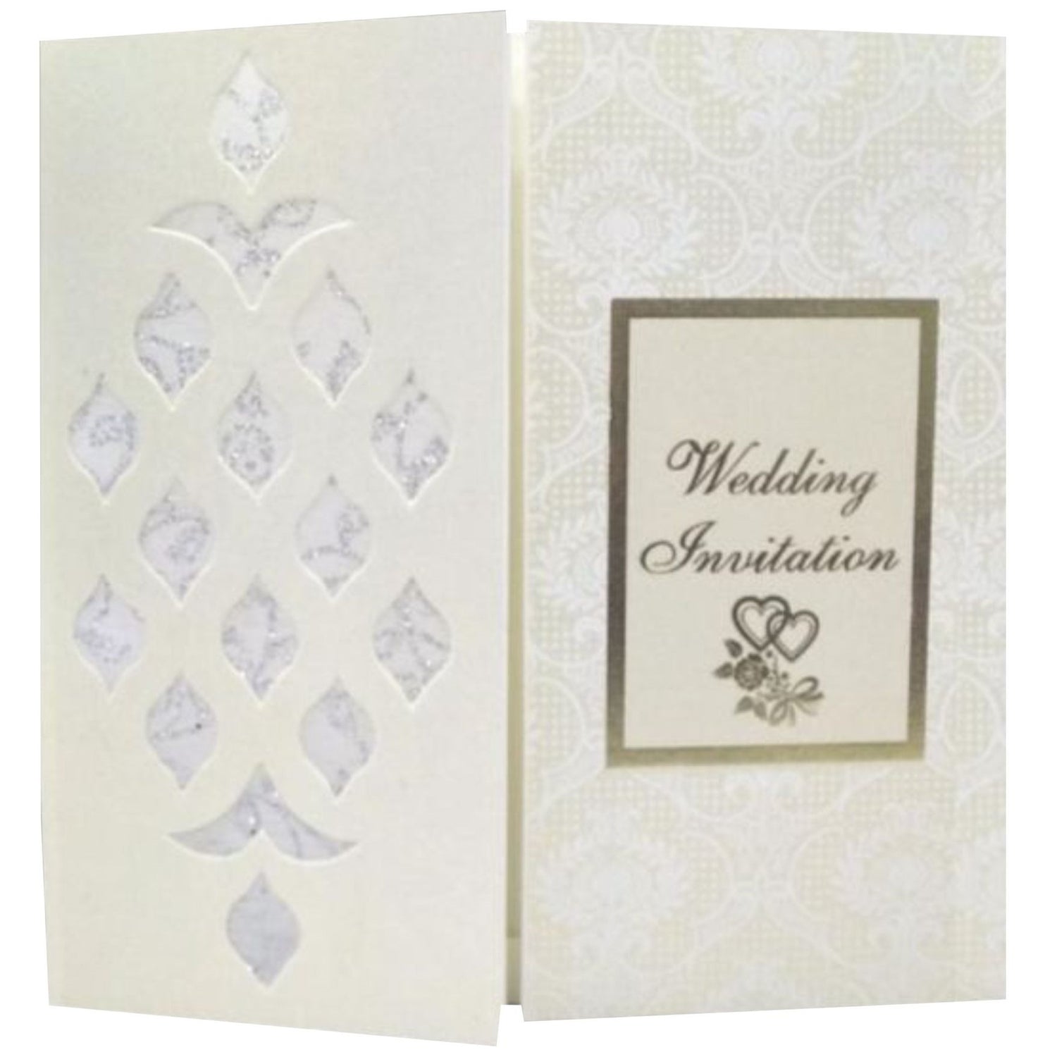 Grey Die Cut Invitation Card With White Wolly-KNRP43421