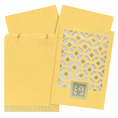 Bright Orange Shading With Ganesha Theme Bag Type Wedding Card-KNCA203O