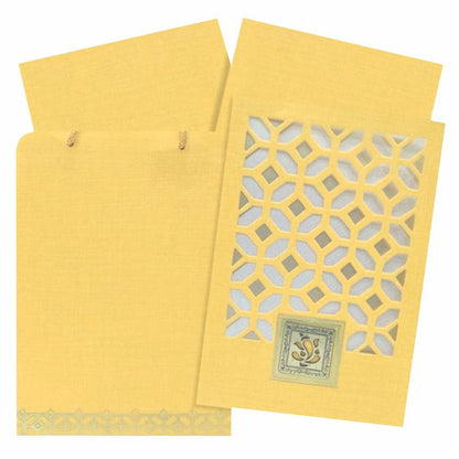 Bright Orange Shading With Ganesha Theme Bag Type Wedding Card-King of Cards