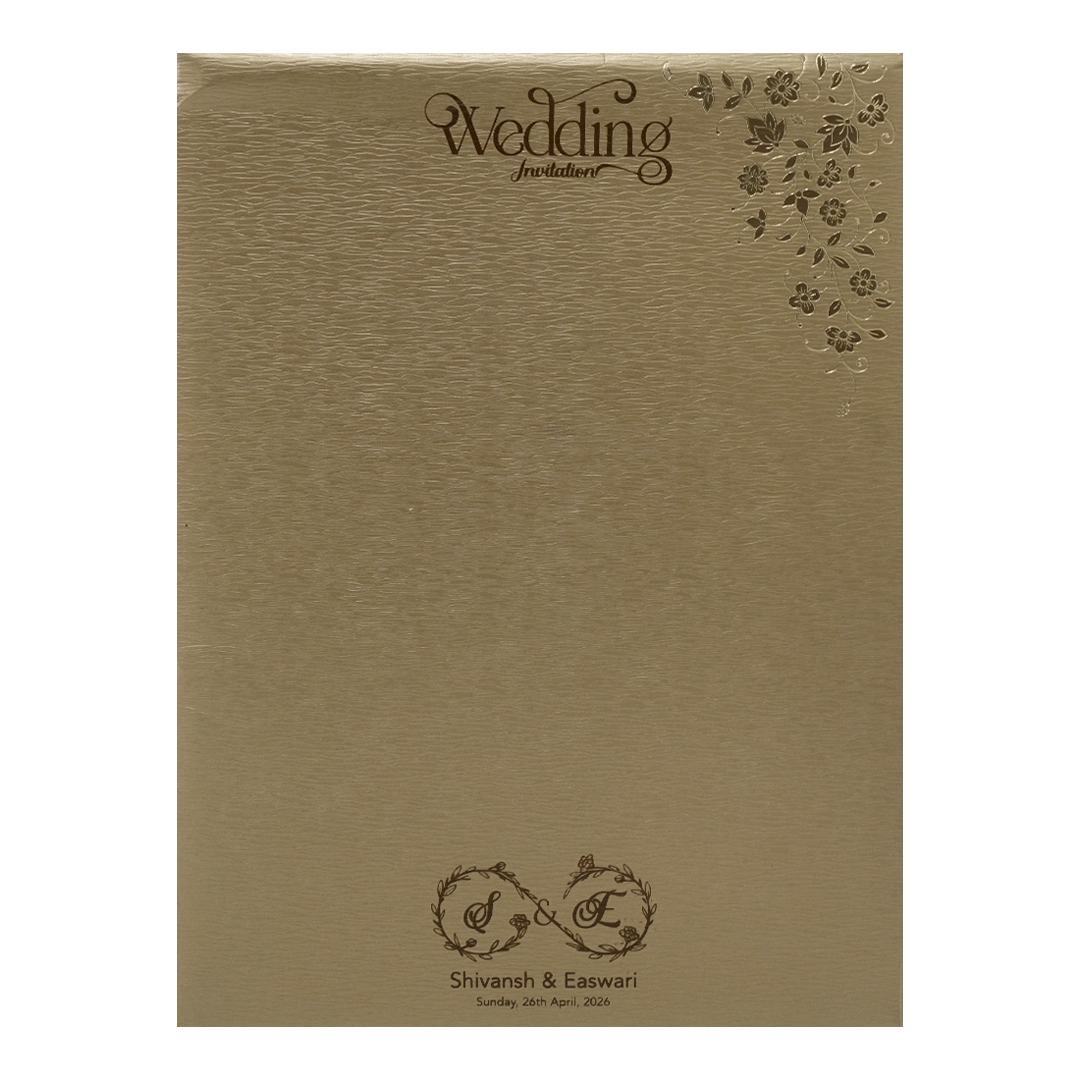 Buy Gold Floral Border Padded Wedding Card