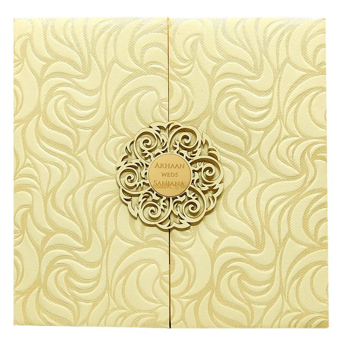 Cream Embossed Padded Invitation Card-King of Cards