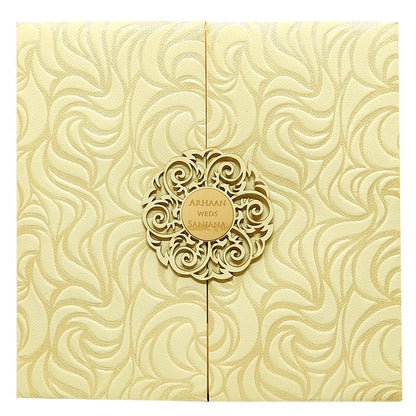 Cream Embossed Padded Invitation Card-King of Cards