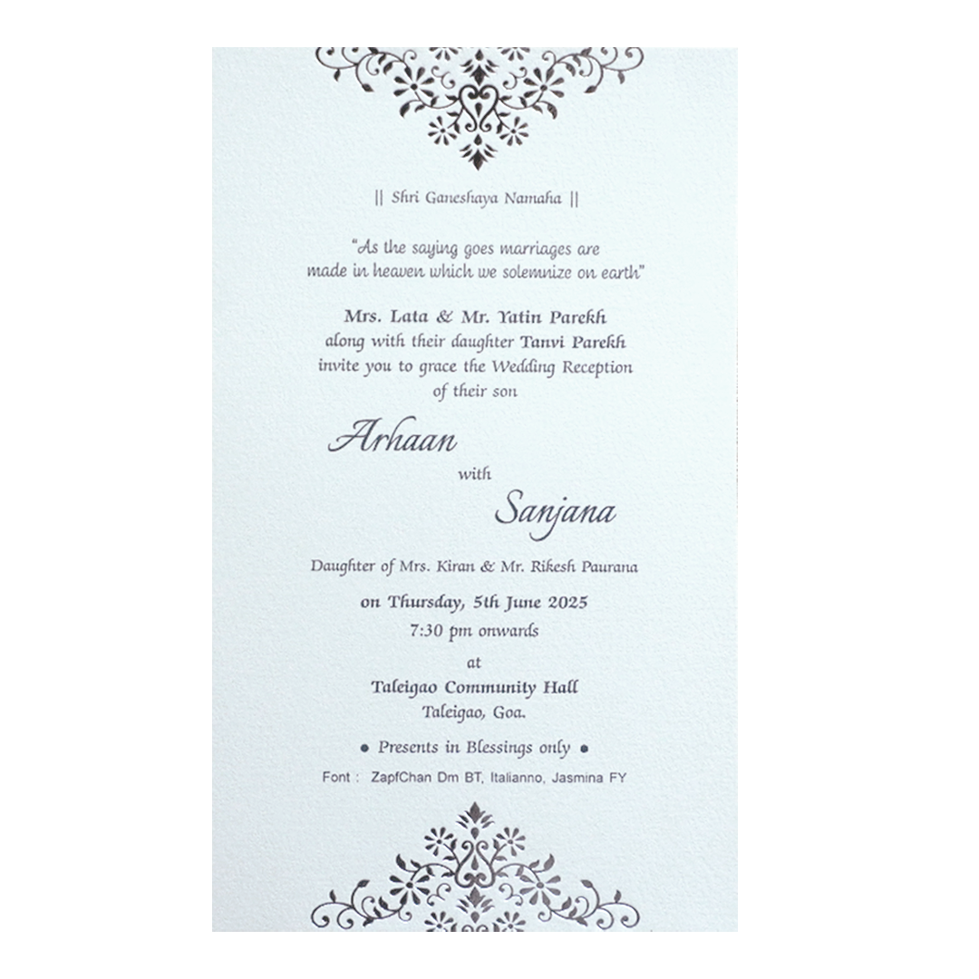 Pure White Single Sheet Invitation-King of Cards