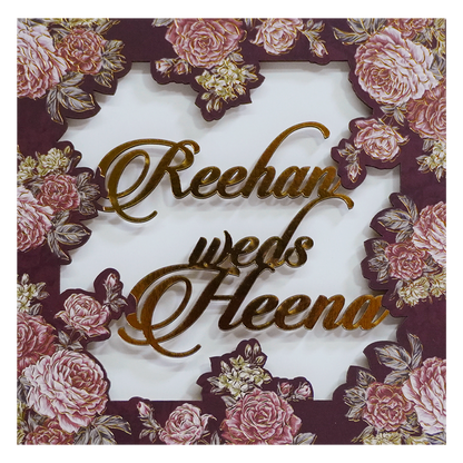 Deep Brown MDF Wedding Card-KVN07030