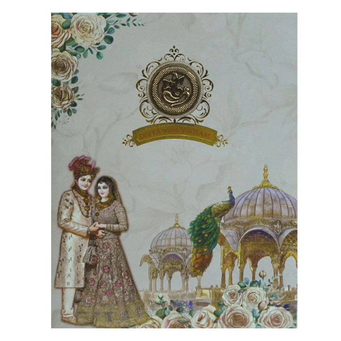 Crepe Pink Arch Wedding Card-King of Cards