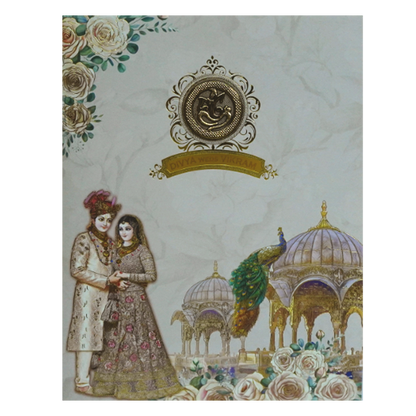 Crepe Pink Arch Wedding Card-King of Cards