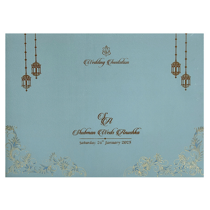 Teal Blue Door Type Wedding Invitation Card-King of Cards