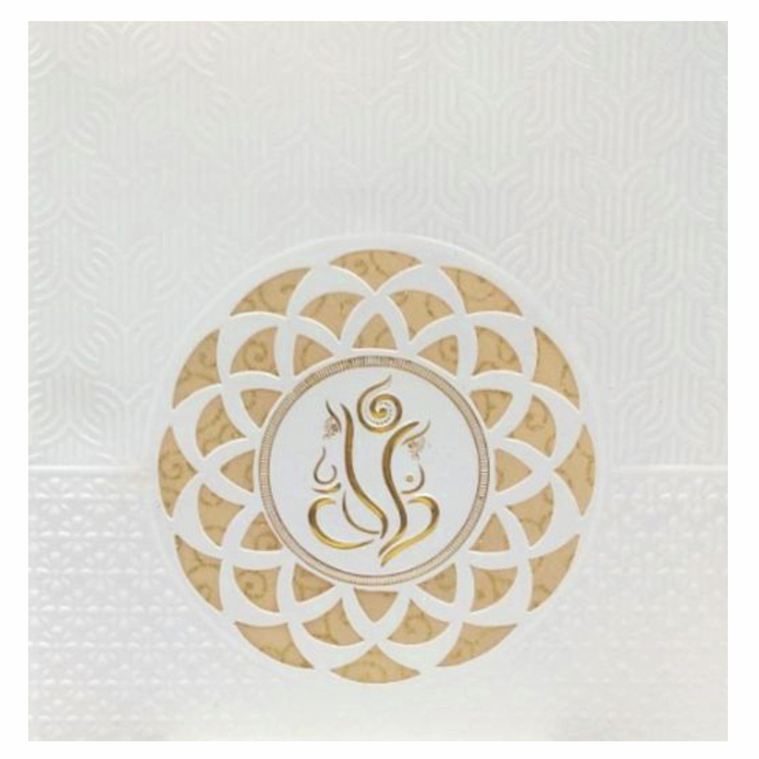 Ganesha With Cut Design Wolly Background Invitation Card-Knk30522