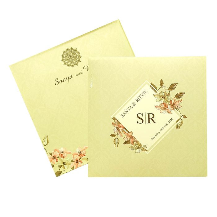 Cream Floral Wedding Card-King of Cards