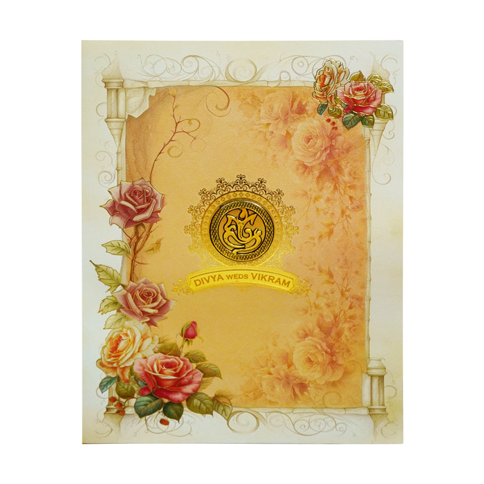 Peach Floral Wedding Card-King of Cards