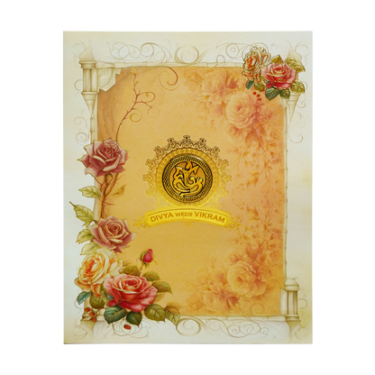 Peach Floral Wedding Card-King of Cards