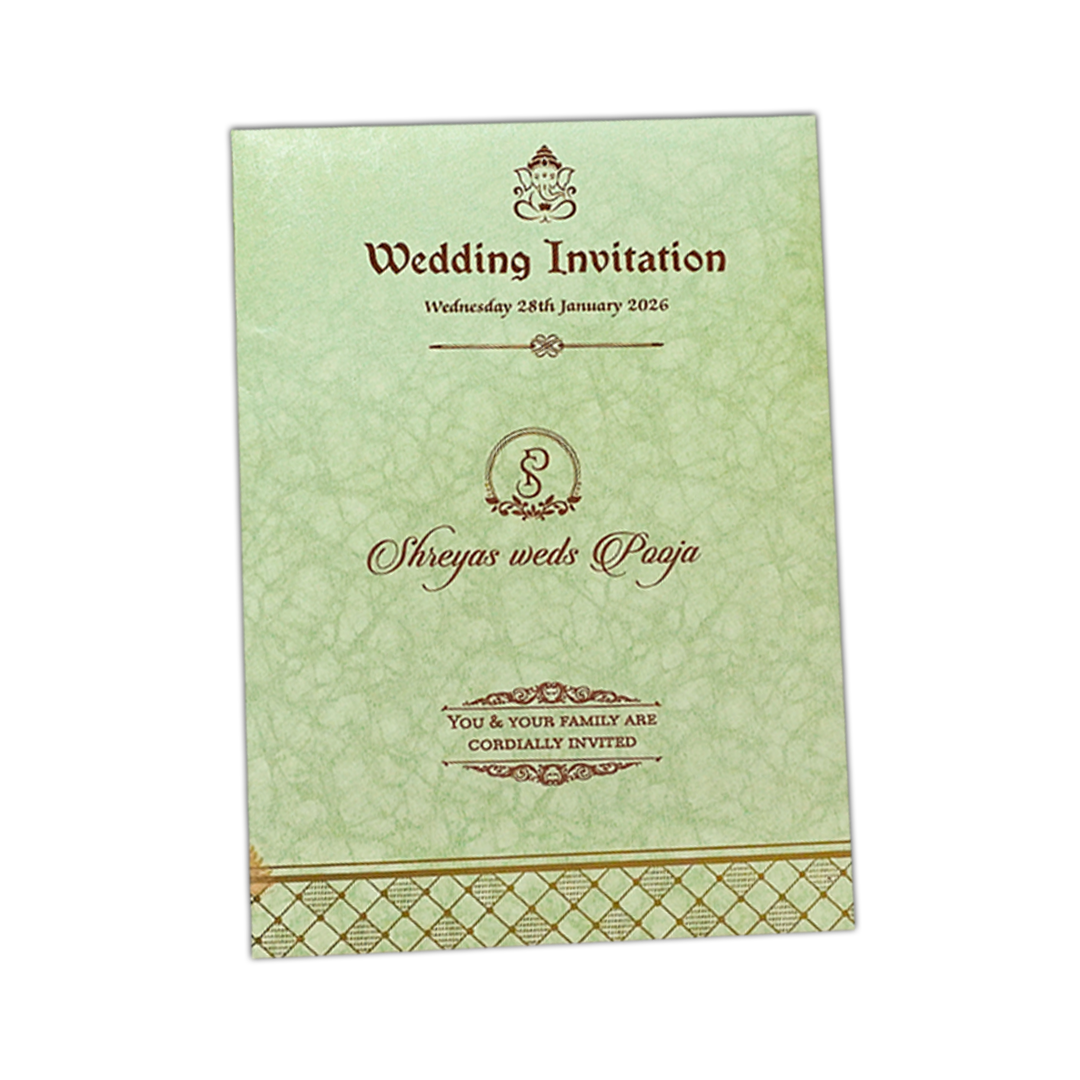 Classic Green Gatefold Wedding Card-KNKR040N