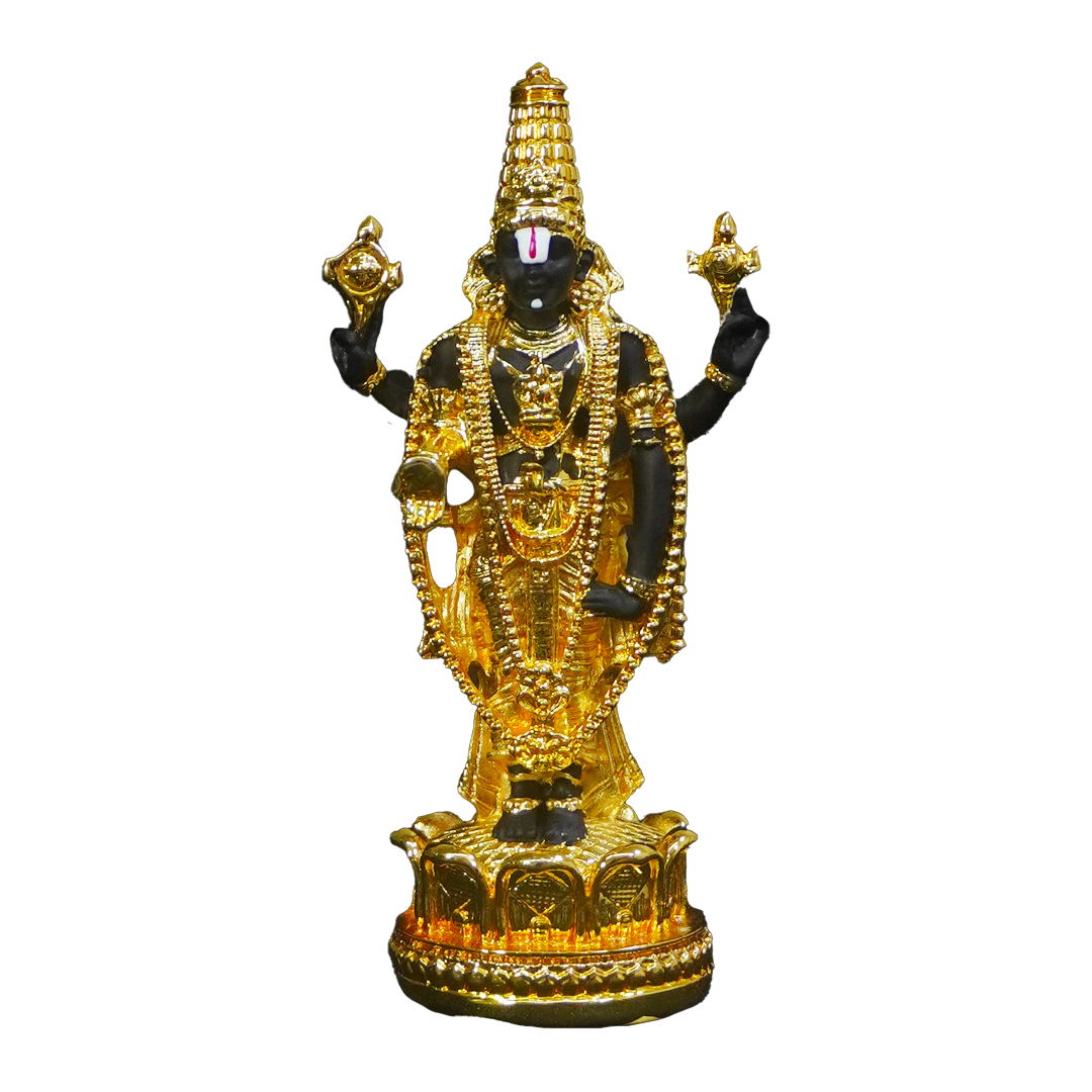 Gold Coated German Silver Tirupathi Balaji Wax Idol-GRI0060