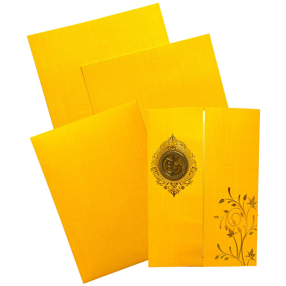 Orange Ganesha Center Door Opening Invitation Card-KNCM29OM
