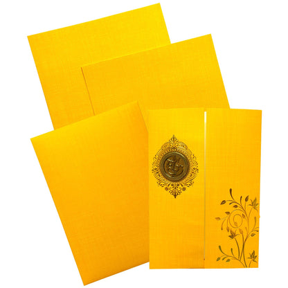 Orange Ganesha Center Door Opening Invitation Card-KNCM29OM