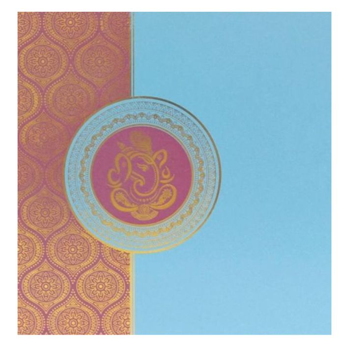 Beautiful Blue Shading With Ganesha Design wedding Card - KNK30363-King of Cards