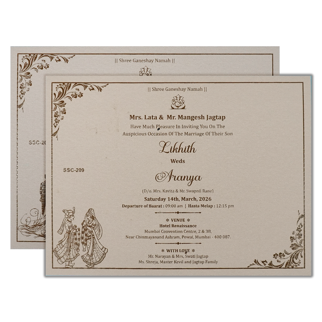 Buy Grey Floral Padded Wedding Card