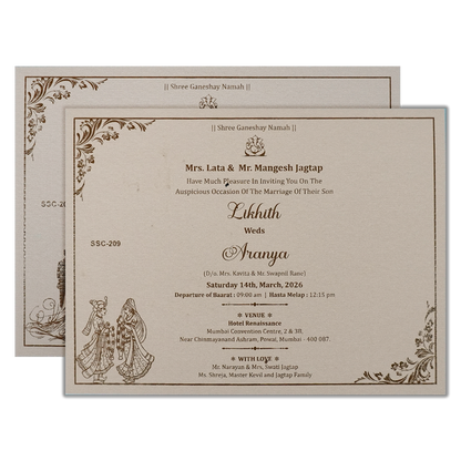 Buy Grey Floral Padded Wedding Card