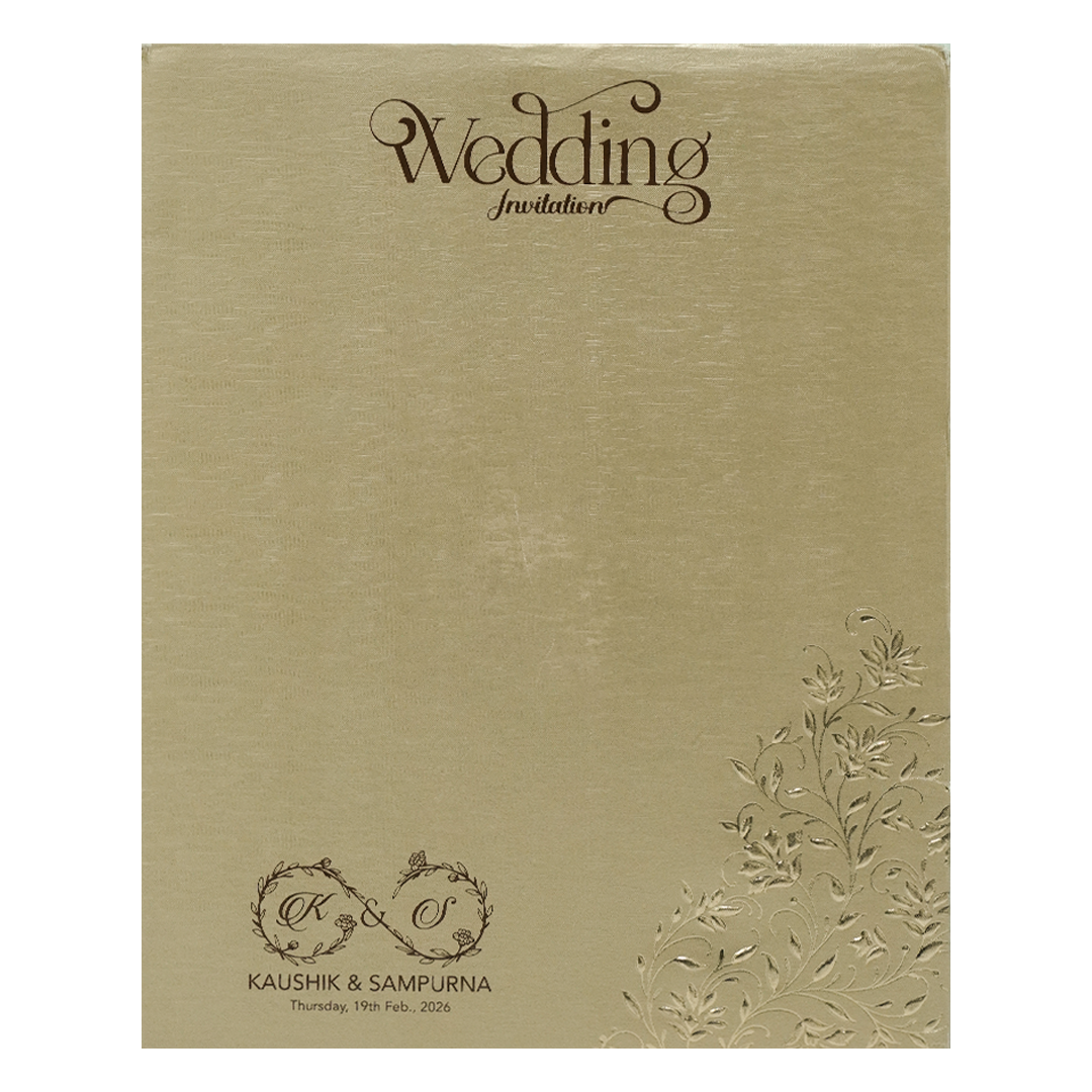 Buy Gold Floral Padded Wedding Card